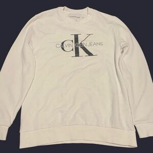 Calvin Klein Men's Cream Crewneck Sweater